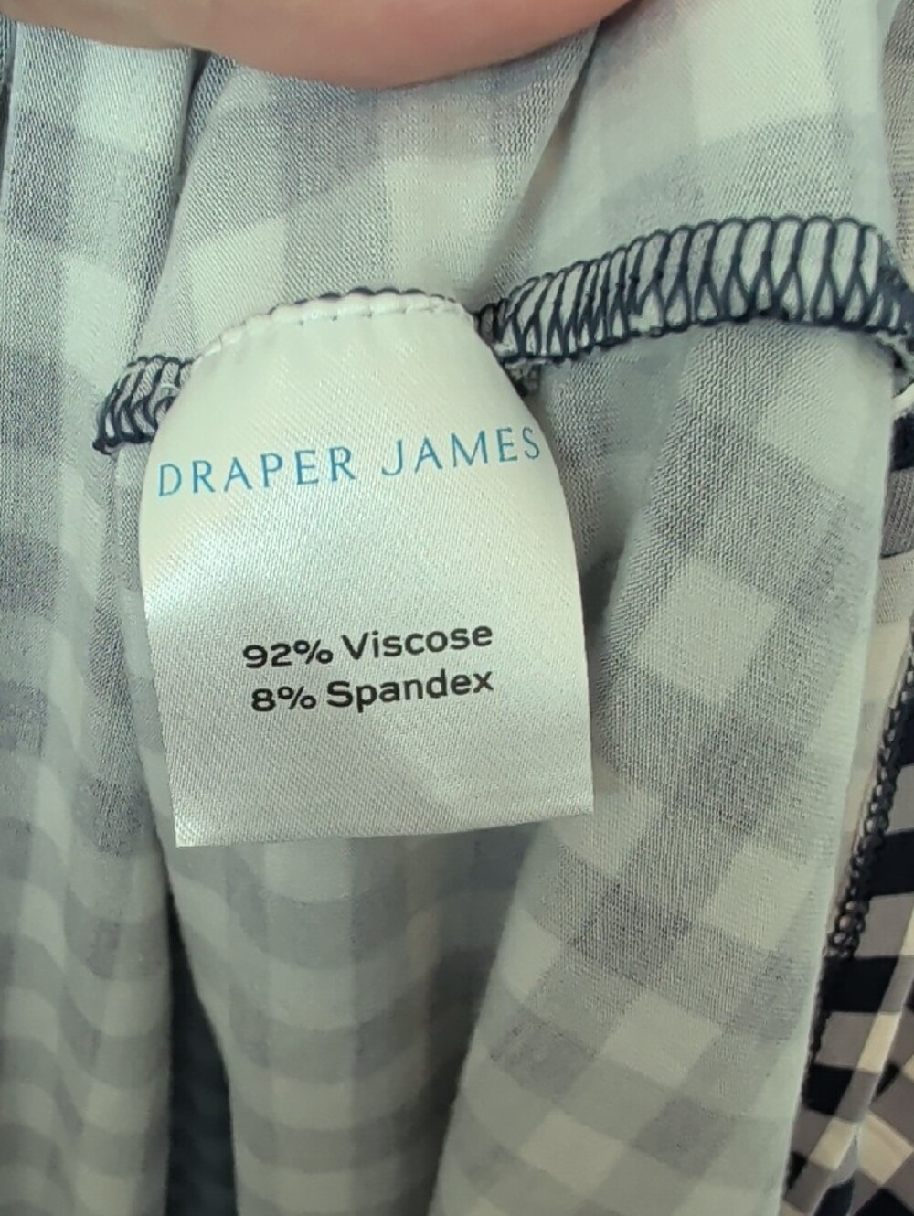 Draper James Black and White Gingham Long Sleeve Tiered Dress - Picture 3 of 3